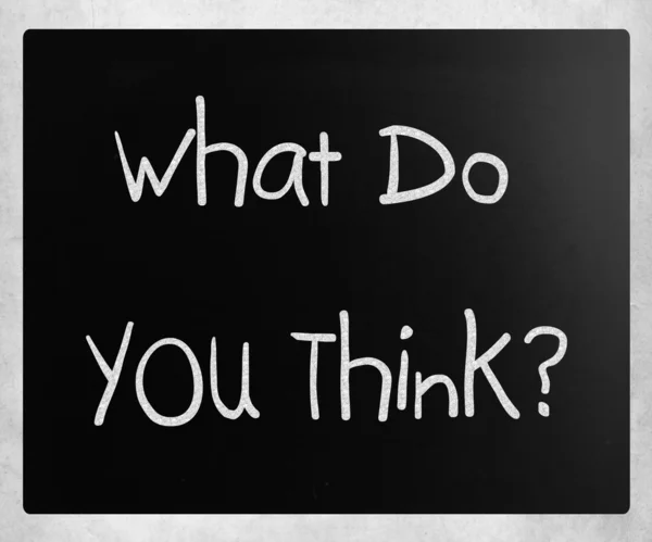 "O que você acha? " caligrafia com giz branco num javali negro — Fotografia de Stock