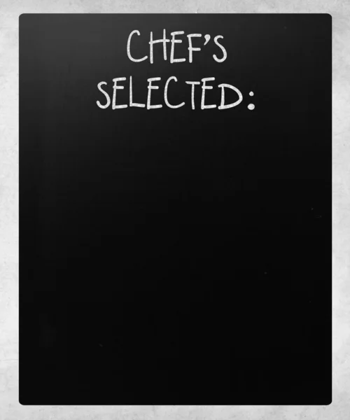 "厨师的精选"手写与黑板上的白色粉笔 — 图库照片