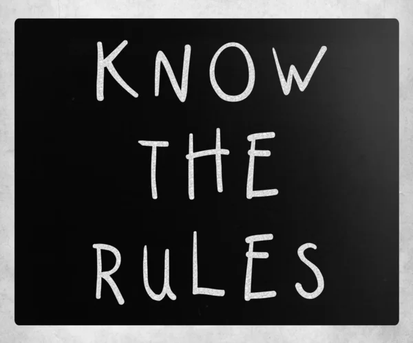 Bir kara tahta üzerinde beyaz tebeşir ile el yazısı kuralları - biliyorum — Stok fotoğraf
