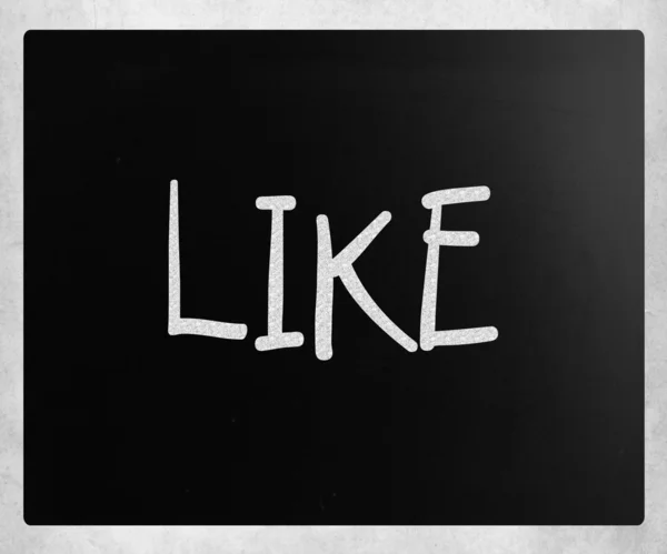 "Like" handwritten with white chalk on a blackboard — Stock Photo, Image