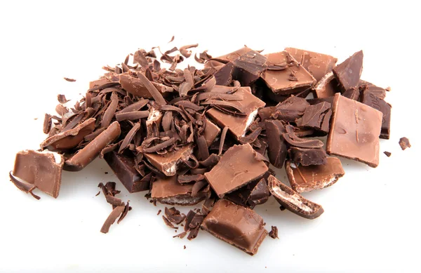Törött csokoládé sáv fehér alapon — Stock Fotó