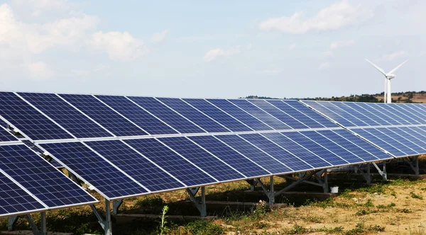 stock image Solar panels at a solar power plant