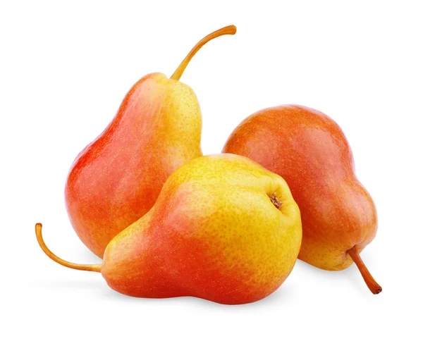 Tři plody červeno žlutá hruška — Stock fotografie