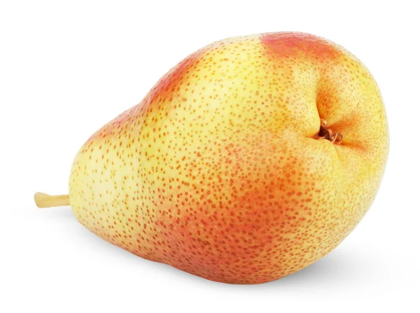 Rijpe rode gele peer vruchten op witte — Stockfoto