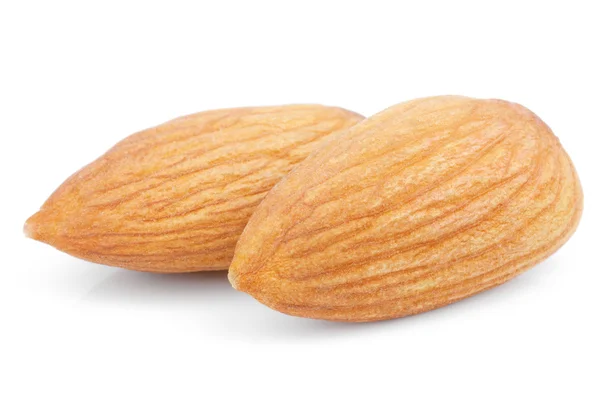 stock image Almond nuts on white