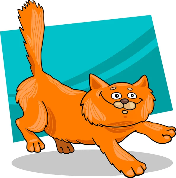 赤いフワフワした猫の実行 — ストックベクタ