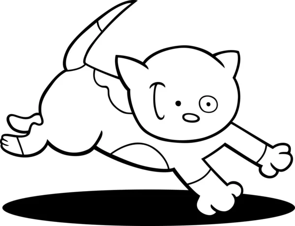 Running spotted kitten for coloring — Stock Vector