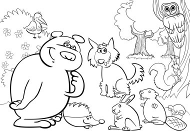 Wild forest animals for coloring book clipart