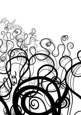Black and white abstract swirl ornament clipart