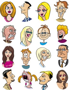 Cartoon characters and emotions clipart