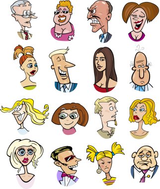 Cartoon characters and emotions clipart