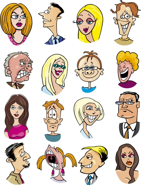 Personajes de dibujos animados y emociones — Vector de stock