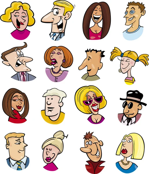 Personajes de dibujos animados y emociones — Archivo Imágenes Vectoriales