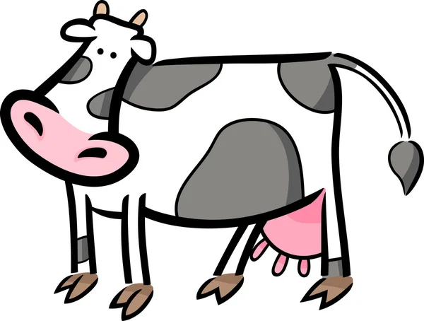 Caricature gribouille de vache de ferme — Image vectorielle