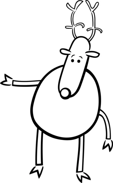 Cartoon doodle of deer for coloring - Stok Vektor