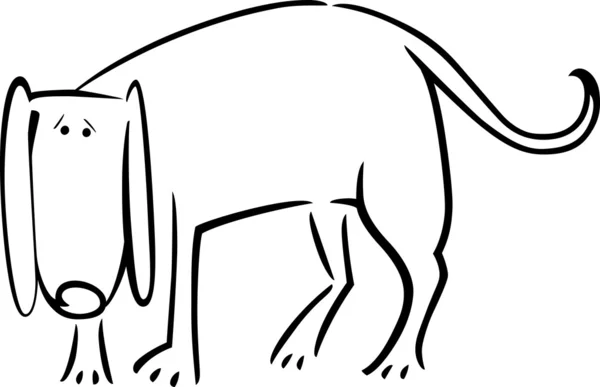Dibujos animados garabato de perro triste para colorear — Vector de stock