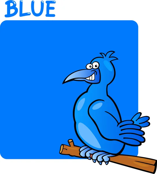 Farbe blau und Vogel Cartoon — Stockvektor