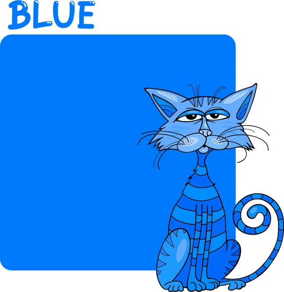 Couleur bleu et chat bande dessinée — Image vectorielle