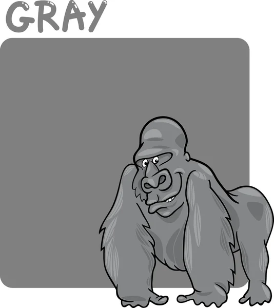 Colore Grigio e Gorilla Cartoon — Vettoriale Stock