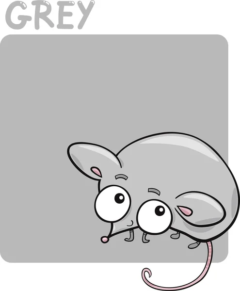 色の灰色およびマウスの漫画 — ストックベクタ