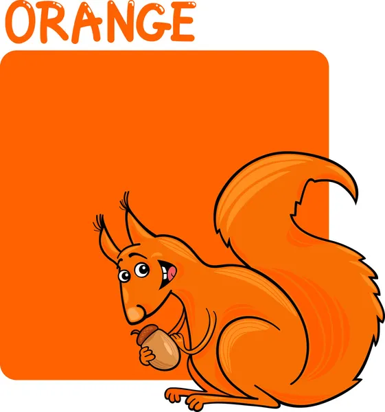 Couleur Orange et Écureuil Caricature — Image vectorielle