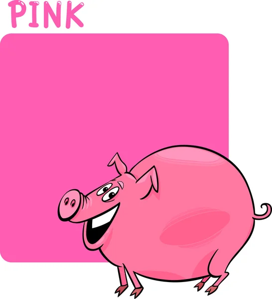 Renk pembe ve domuz çizgi film — Stok Vektör