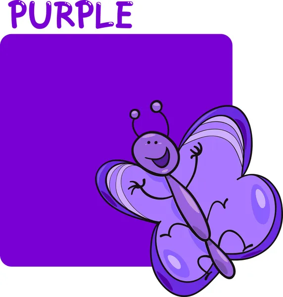 Colore Viola e farfalla Cartone animato — Vettoriale Stock