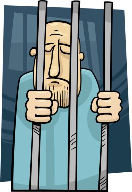 Cartoon illustration of jailed man clipart