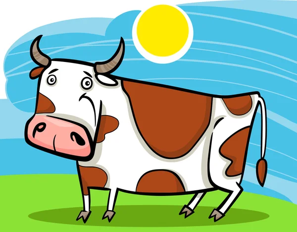ファームの牛の漫画イラスト — ストックベクタ