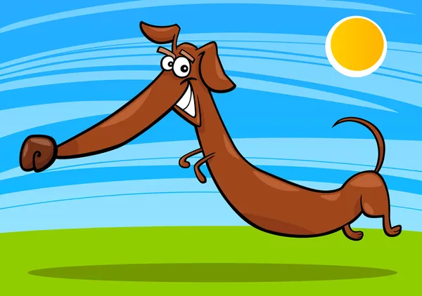 Dibujos animados perro salchicha feliz — Vector de stock