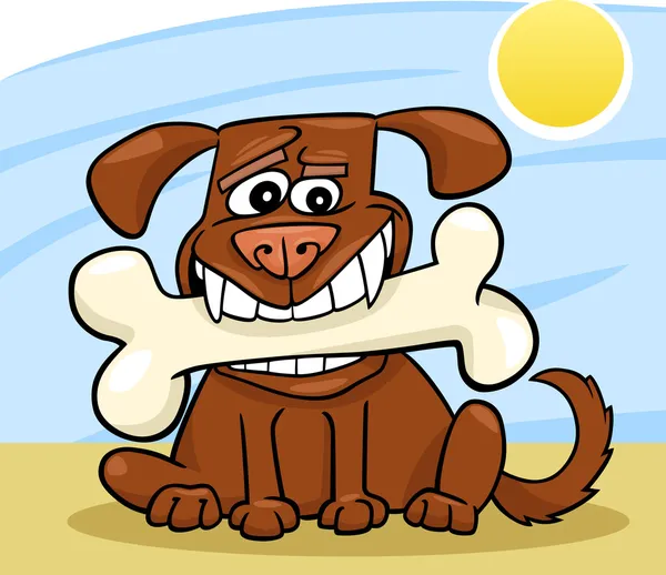 Cartoon Dog with big bone — Stock Vector
