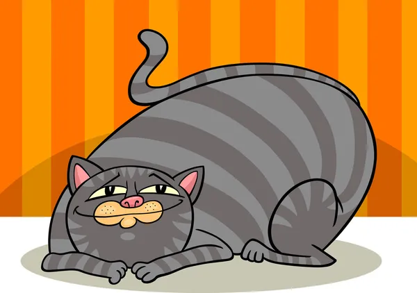 Tabby fat cat cartoon — Stock Vector