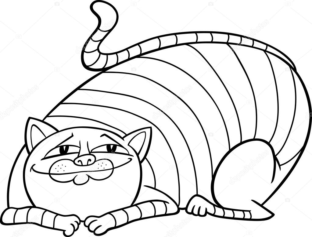 Download Tabby fat cat cartoon for coloring Stock Illustration