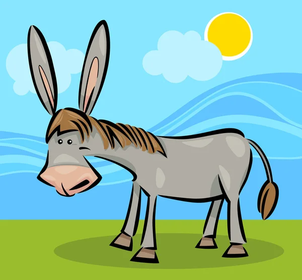 Cartoon illustration of donkey — Stock Vector