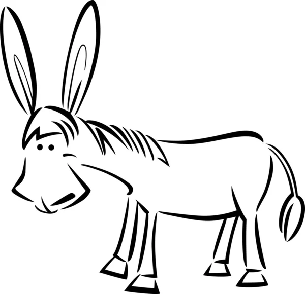 Dibujos animados ilustración de burro para colorear — Vector de stock