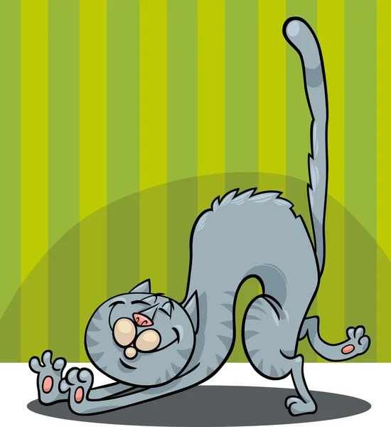 Étirement chat dessin animé — Image vectorielle