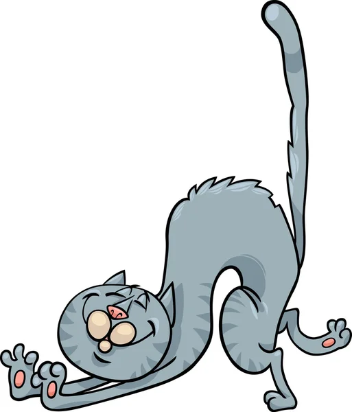 Stretching gatto cartone animato — Vettoriale Stock