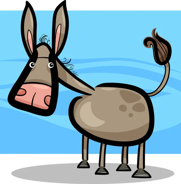 Cartoon illustration of cute donkey — Stock Vector