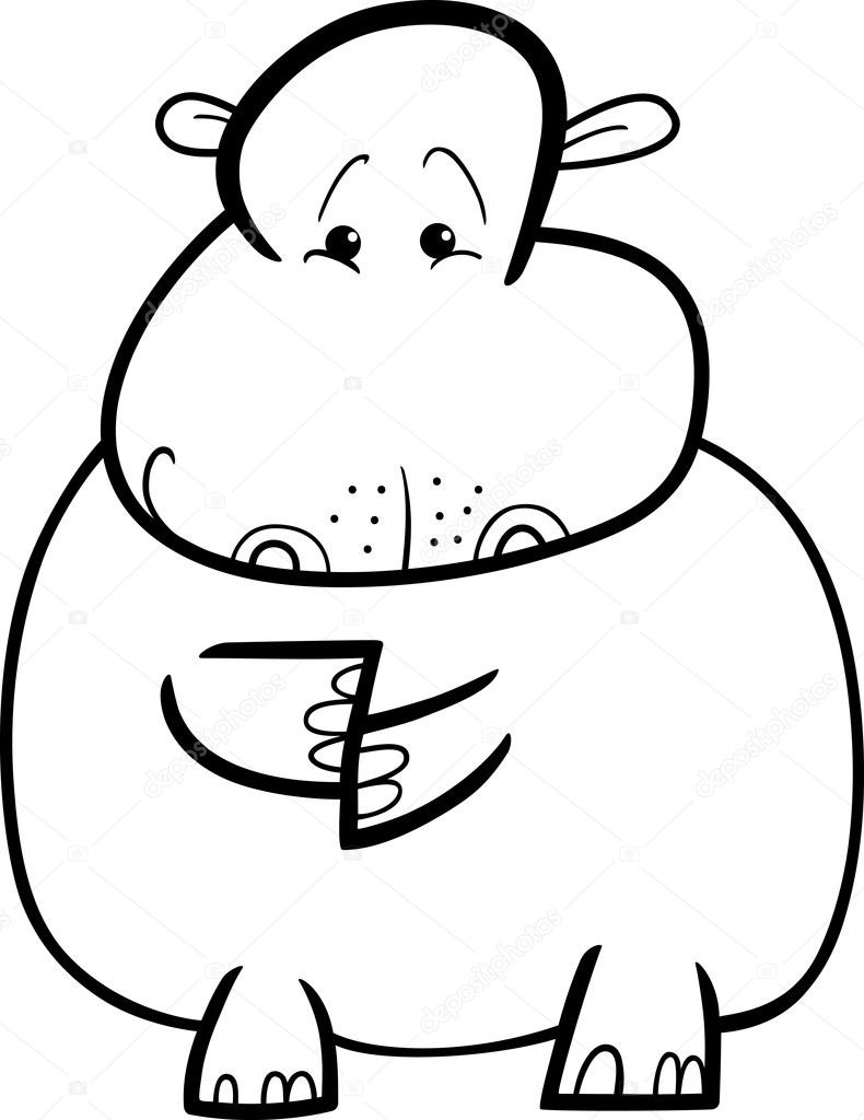 Hippo or Hippopotamus for coloring book