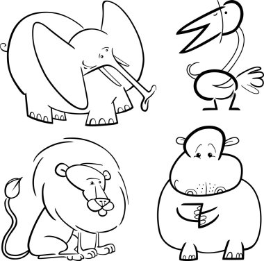 African animals set for coloring clipart