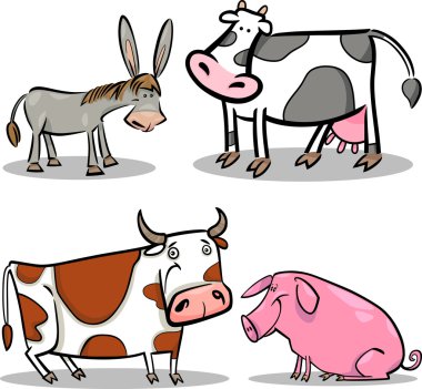 Cute cartoon farm animals set clipart