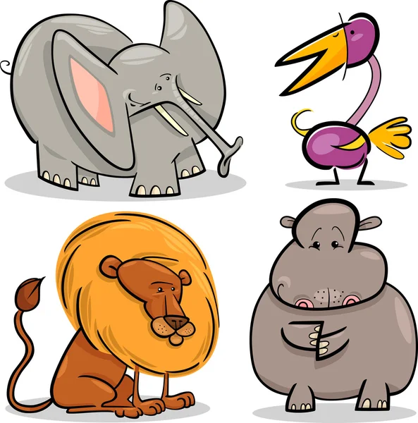 Lindo conjunto de animales africanos de dibujos animados — Archivo Imágenes Vectoriales
