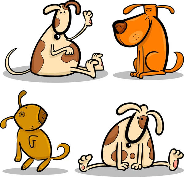 Lindos perros de dibujos animados o cachorros conjunto — Vector de stock