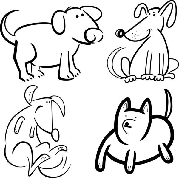 Σκύλοι και κουτάβια για χρωματισμό — Διανυσματικό Αρχείο