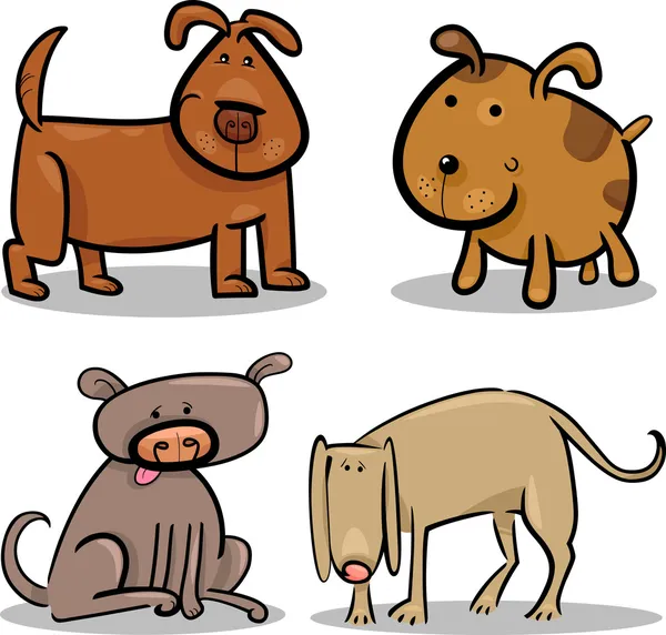 Lindos perros de dibujos animados o cachorros conjunto — Vector de stock
