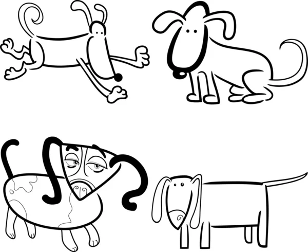 Dogs or puppies for coloring — Stock Vector