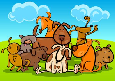 Cartoon Group of Cute Dogs clipart