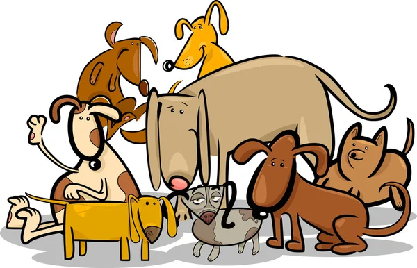 Grupa kreskówka śmieszne psy — Wektor stockowy