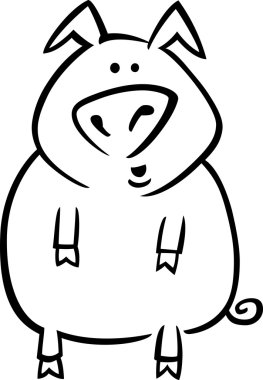 Cartoon pig for coloring page clipart