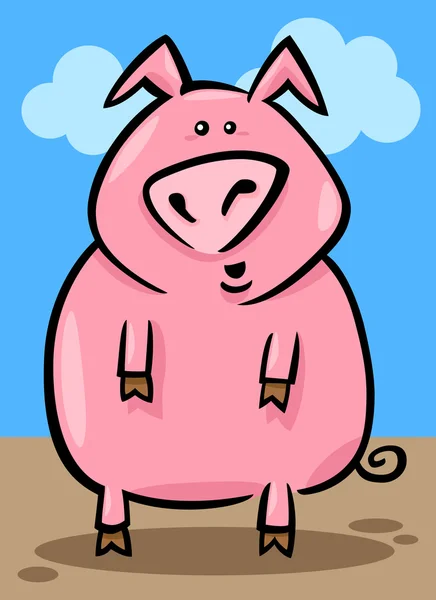 Dibujos animados ilustración de cerdo de granja — Archivo Imágenes Vectoriales